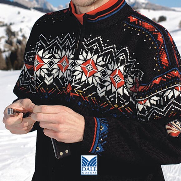 Dale of Norway Men's Alyeska Pullover Zip Front Neck 100% Wool Black Sweater GUC - Picture 11 of 12